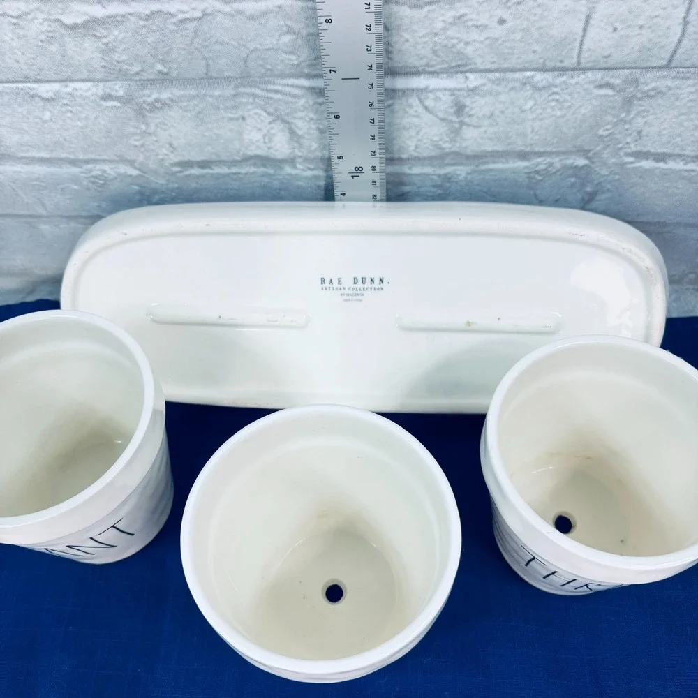 Rae Dunn 4 Piece Flower Planter Plant Grow Thrive
